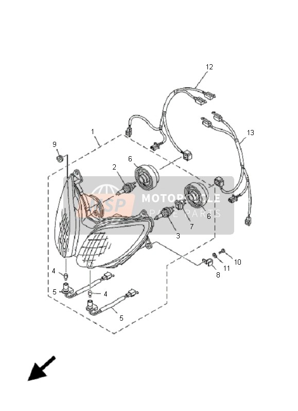 Yamaha XP500A T-MAX 2006 Headlight for a 2006 Yamaha XP500A T-MAX